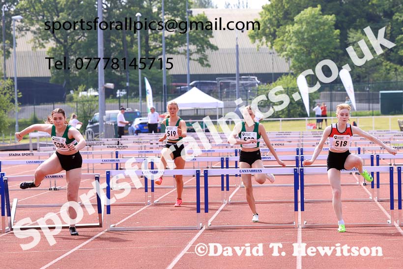 Womens Under-17s Hurdles, 2024 North Eastern Track and Field Champs., Middlesbrough.  Photo: David T. Hewitson/Sports for All Pics